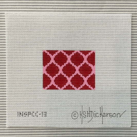 Quatrefoils Red on Pink with Turquoise Letter C-KDINSPCC13