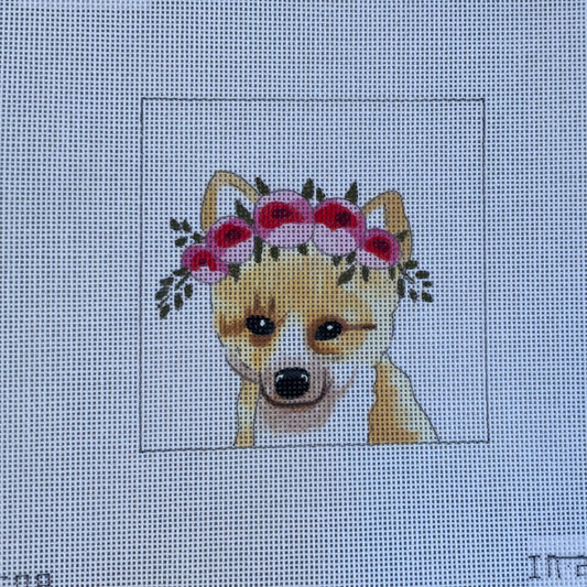 Baby Fox with Flower Wreath C-COPIN275