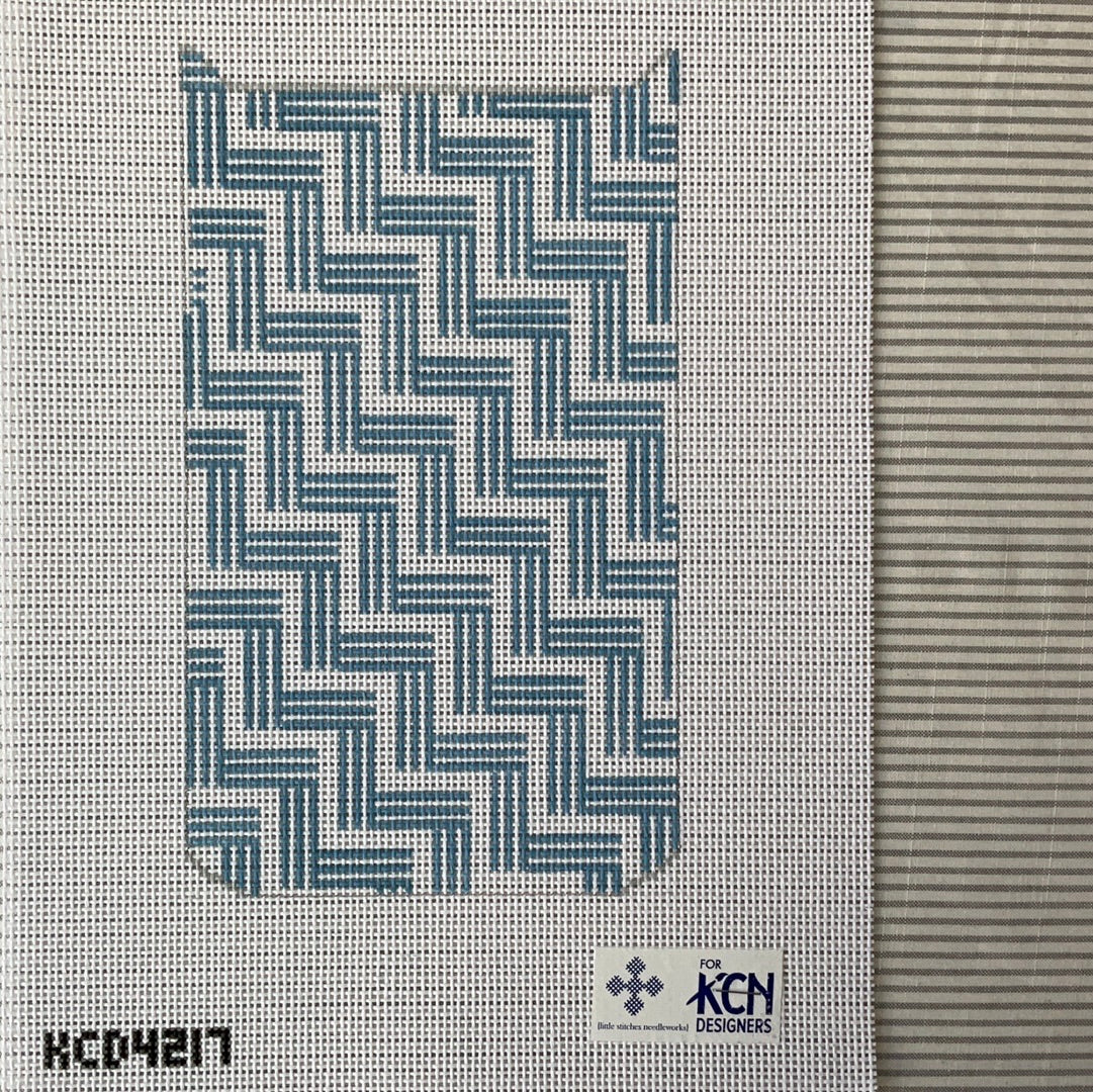 Tri-fold Bag in Blue & White Steps C-KCD4217