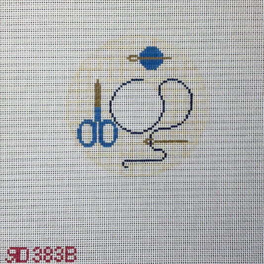 Stitching Blue Monogram Round C-RD383B