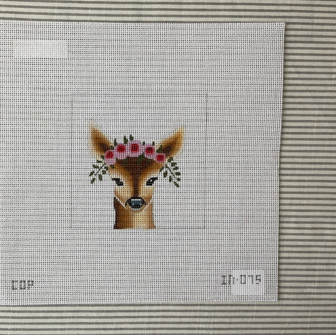 Deer with Flower Wreath C-COPIN075