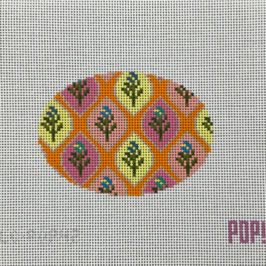 Flowers on Pink and Orange Oval Canvas (Insert for Oval Wicker Bag) C-PLDPOP43